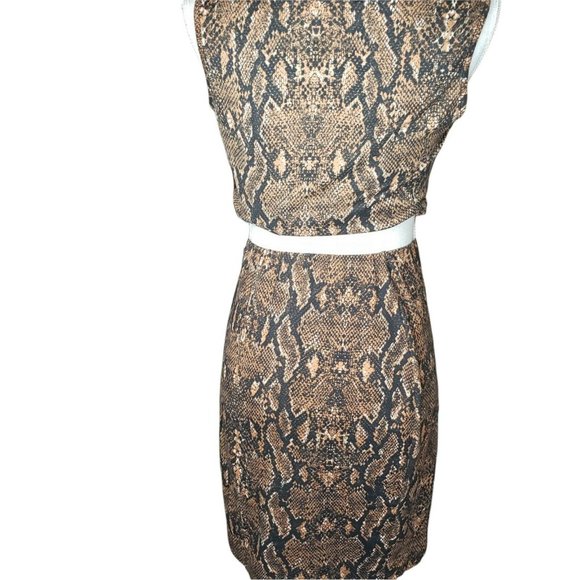 Women Python M Two Piece Set Bodycon Sleeveless Crop Top&Mini Skirt Set - Picture 2 of 8